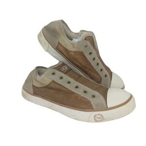 UGG Laela Womens Pre-owned Gold Sparkle Leather Sneakers - sz. 7 1/2